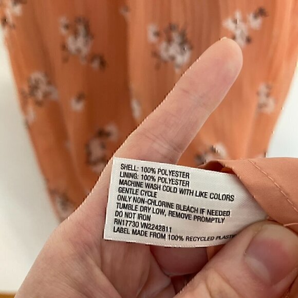 AVA & VIV Plus Size Floral Pleated Midi Dress Peach Pink Orange Hi-Lo 1X NO BELT - Picture 9 of 16